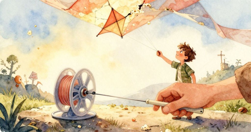 藍色錨釘與風箏線在露珠薄膜下呈現水下感，柔和光暈與神秘質感交織於石面。