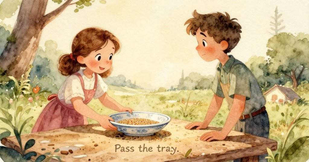 水流從裂縫中滲出，輕撫顫動的幼苗根部，扭曲視角中展現自然變化，氣氛充滿期待。