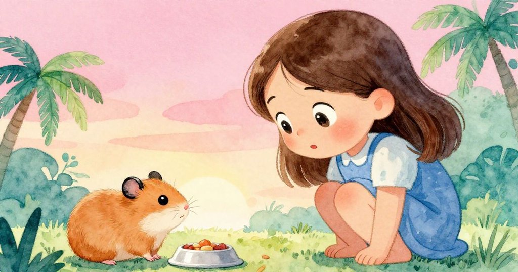 Sable慢慢起身，腿部微顫，但眼神依舊注視靠近食盤的倉鼠，表現出期待重返的深情情懷。