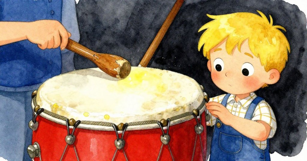 福雷斯特專注調整黃銅鼓手柄，繩索纏繞細節豐富，油珠閃爍，冒險進入細節階段。