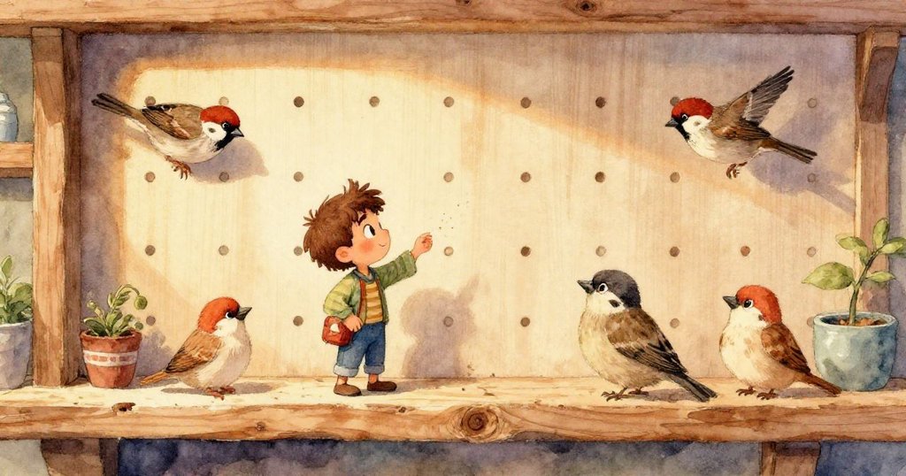 Rafael的手指細緻觸碰木板紋理,展示砂光細節與微塵,畫面充滿探索精神,展現工坊的溫暖氣息。