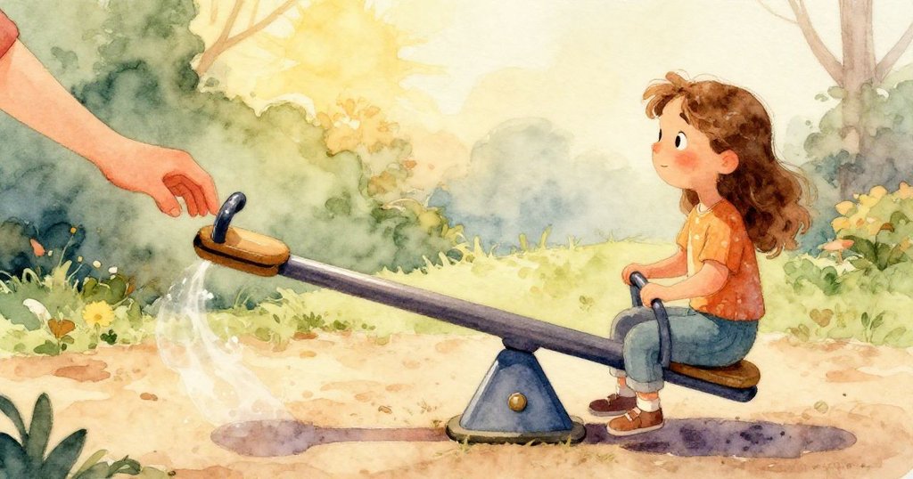 Luna專注地用手將筆記本滑入搖搖板縫隙,細膩紙張顯現溫柔調整,充滿早晨靜謐氣息。