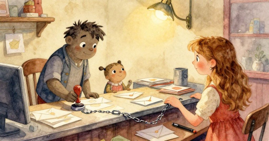 Ivy的手正專注於藍色表格上書寫,筆鍊細節清晰,充滿專注與溫暖光影,展示故事早期的工作情境。