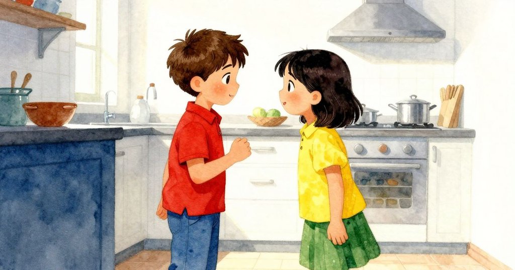 Cyrus 與 Lily 在廚房中重聚，彼此交換著寬慰的眼神與微笑，背景隨著混亂消散逐漸恢復平靜。