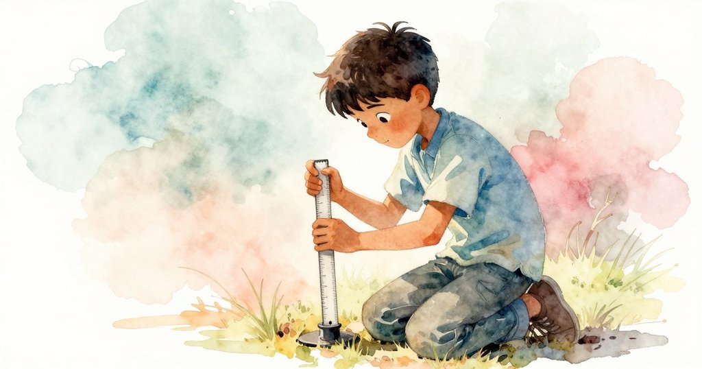 伊德里斯蹲下用尺子測量微小縫隙,檢查歪斜鐵柱,神情專注,展現科學求證過程