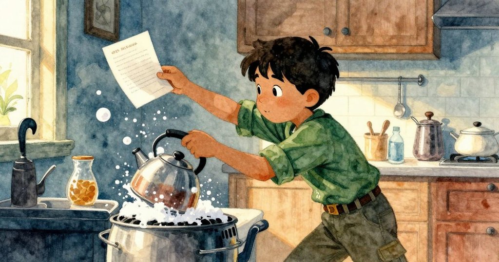 風吹落食譜,Hector急彎攔截,泡沫從鍋邊激濺,動感十足的廚房場景展現活力