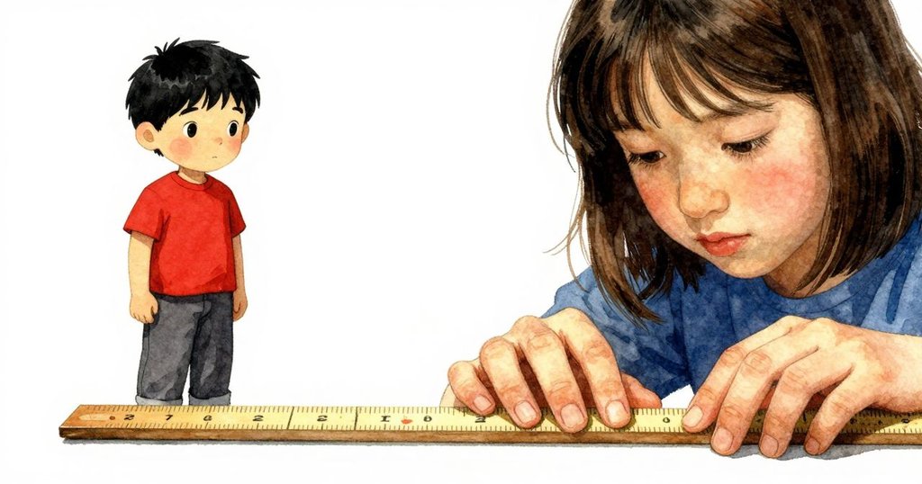 Reed 的手輕觸紙捆包裝和木製長尺，細節豐富，塵埃飛舞，展現專注動作的近距離畫面