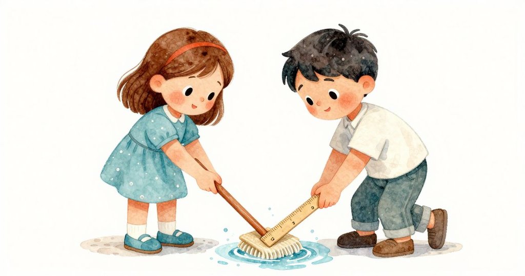 Hazel與Zeke在雜亂場景中合作,Hazel用拖把清水,Zeke手持尺子表情釋然笑容,情節進入溫馨慶祝時刻