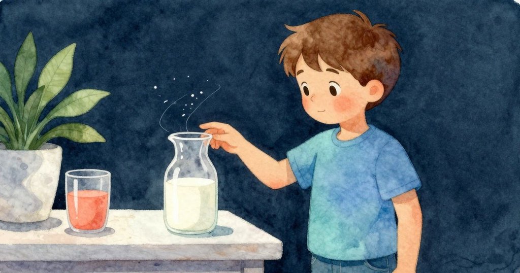 Vance雙手穩定牛奶壺，手觸碰出微妙波紋，旁邊擺放著脆米盒和湯匙，展現細膩動作