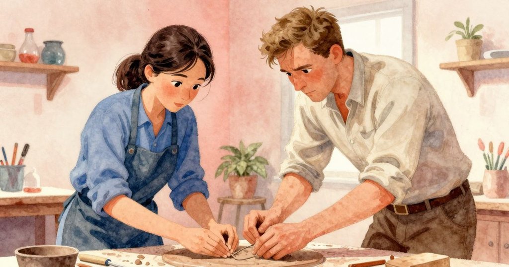 Bea努力抵抗滑線，手上沾滿泥漿急速移動，Miles靜默協助遞送木骨，場面充滿緊張與團隊精神。