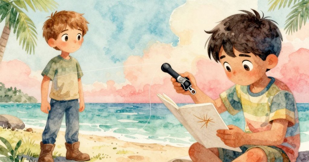 捲線器近距離展示手柄上的焦糖刮痕與細膩纏繞的風箏線,背景模糊呈現自然光影,細節豐富。