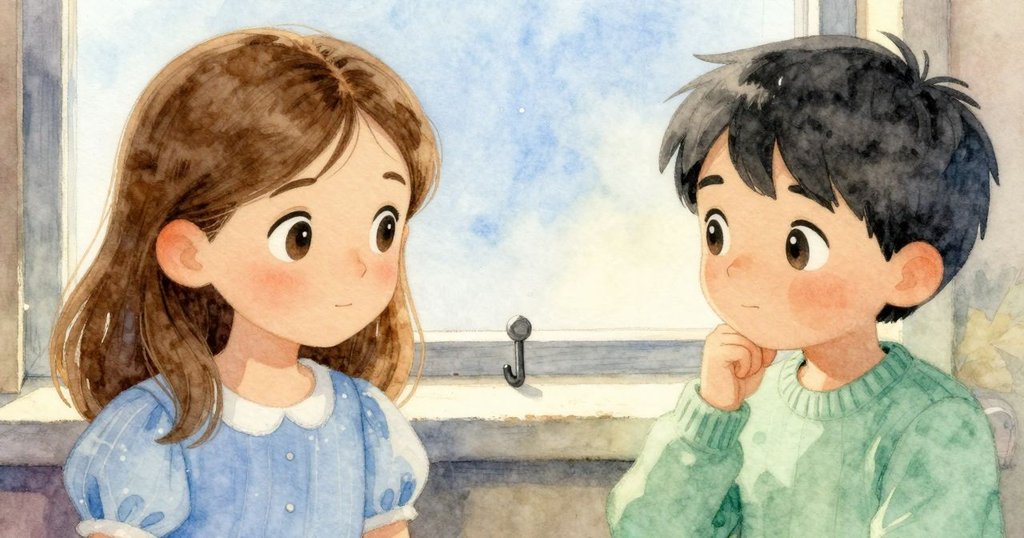 特寫窗台鉤子,淡淡塵跡顯示曾掛布,光線柔和突出室內細節,傳達缺失的痕跡