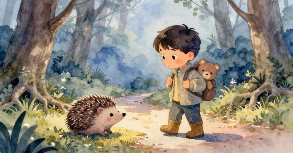 Atlas 沿著由刺蝟留下的隱秘路徑前行,腳步堅定於濕潤青苔間,刺蝟輕巧相隨,展現出與大自然和諧重逢的感動