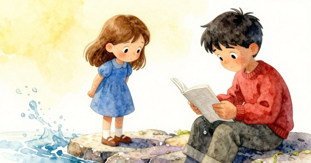 水滴自筆記本邊緣滑落,排水溝持續滴水,暖光中石面映現微妙水痕,透露靜謐情景