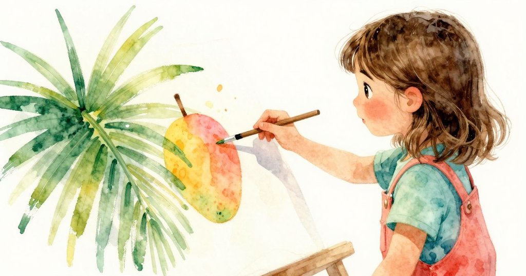 從背後看見Gwen專注揮舞寬筆，青綠油彩在磚牆上不受控制地擴散，表露專注與細膩互動