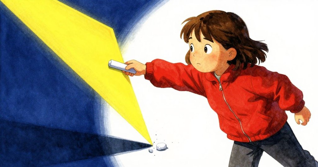 Faye用力推動木柱,黃色三角全現,碎屑飄落,動態瞬間展現出探索冒險的高潮。