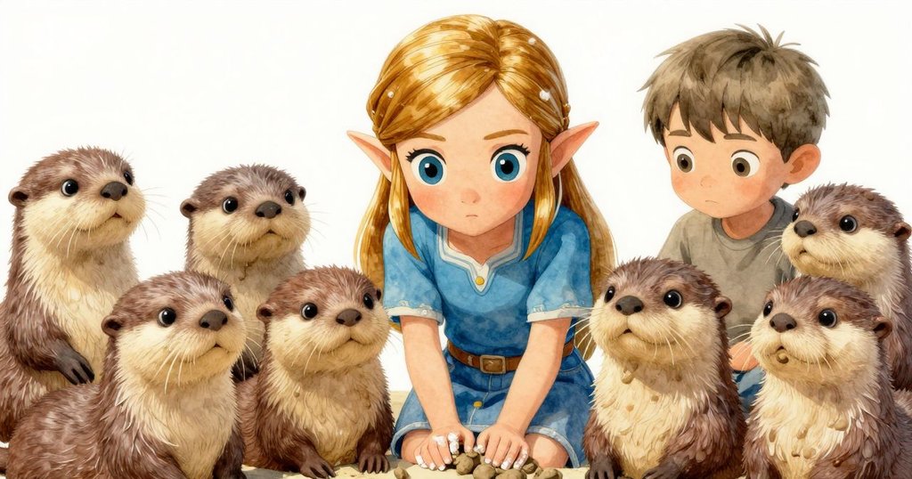 茲爾達的手指沾滿金黃粉筆塵，手持木棍與濕潤黏土特寫，聚焦創作細節，展現專注情緒