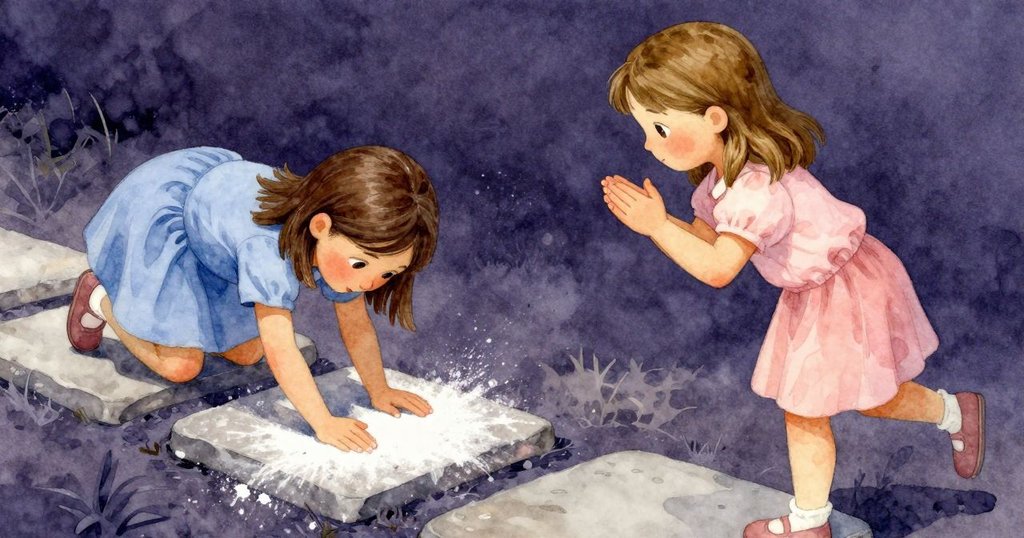 Viola將餘留的粉筆塵均勻塗在石板上,Unity拍手產生清脆迴響,兩人充滿期待,故事在此刻留有餘韻。