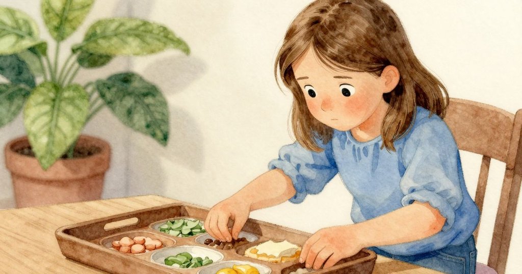 威拉在工作檯前仔細檢查毛氈托盤中金屬夾子，手部觸感細膩，工作環境整潔溫馨