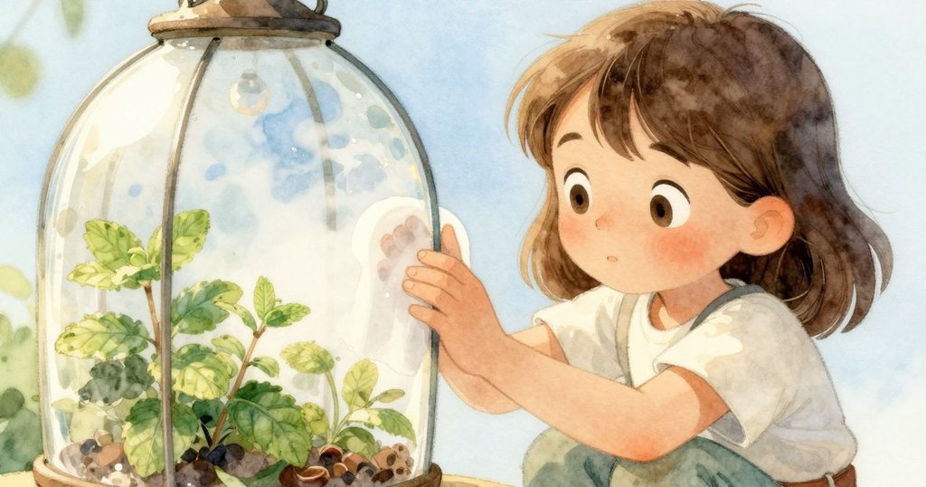 科萊特專注凝視玻璃瓶上的霧氣，用衣袖輕拭，面容堅定，光線柔和映出決心情緒