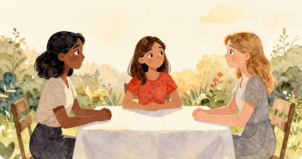 Sable與Jasmine和Ilsa在花園桌邊重逢, 溫暖夕陽映照下共享成功, 神情愉悅, 結局溫馨平和, 敘事完滿收束。