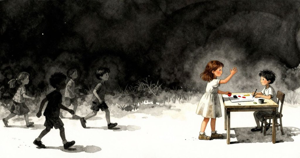 艾拉在手工角落最後道別, 微笑揮手告別, 孩子們陸續離去, 珍藏創意回憶, 場景溫馨動人