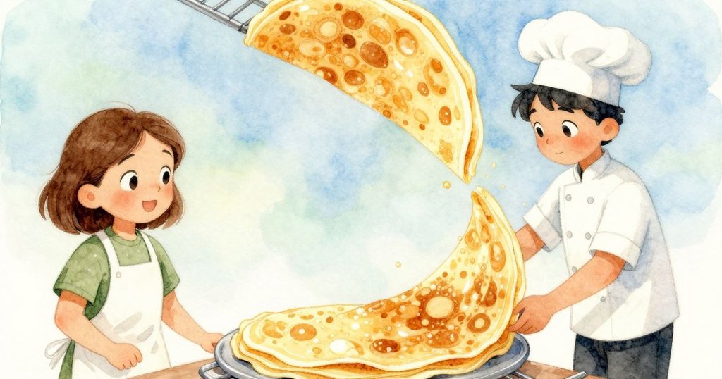 茱德不慎碰撞後，藍灰薄餅在冷卻架上嬉戲滑動，視角扭曲增添動感與奇趣