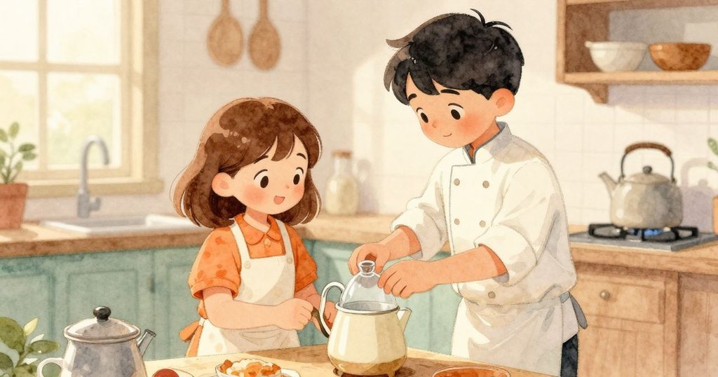 茱德與貝婭在專屬奶油區內精心調整罐子及布料，室內燈光柔和，細節突顯工作專注