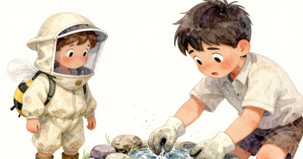 Owen專注洗手，特寫顯示臉部緊張與手上樹脂痕跡，水流與石頭交映出內心糾結