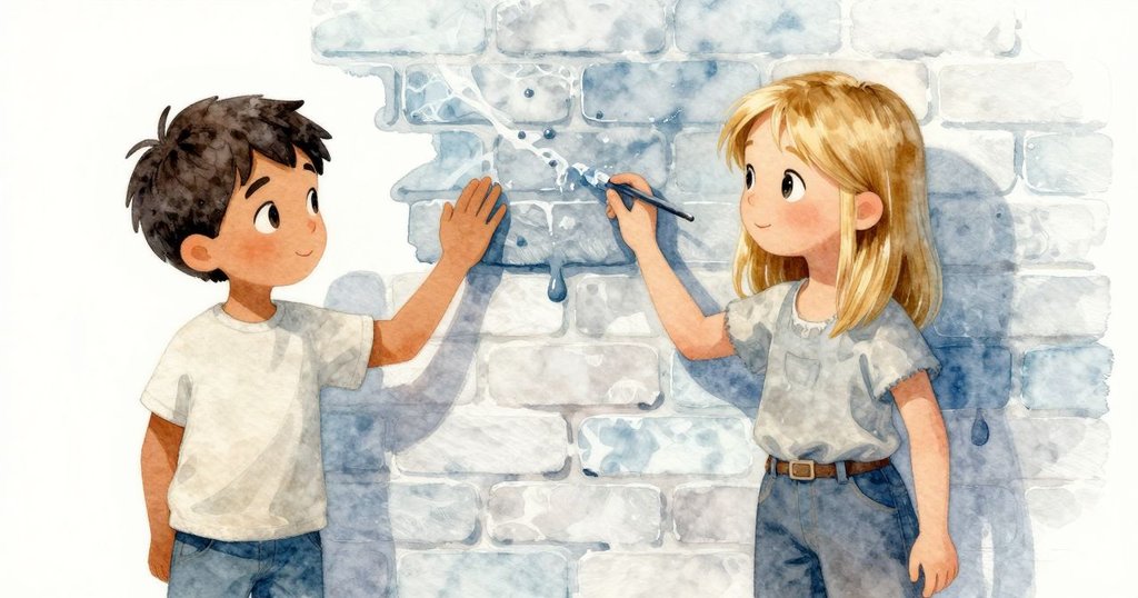 Xavier以最後一筆完成畫作, 手輕觸油漆展現細膩感, 冷調光影中呈現出滿足與平靜