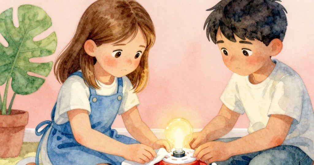 特寫Tess雙手操作夾子, 展現軟布紋理與膠痕細節, 燈光柔和, 彰顯修理玩具青蛙過程