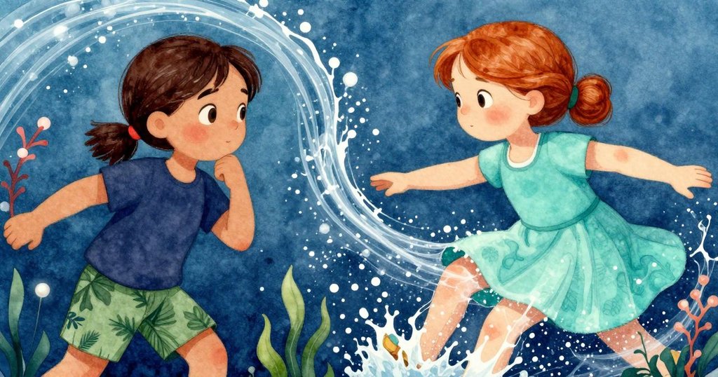 軟管在水壓下突然隆起並扭曲，畫面呈現動態及稍許超現實效果，突顯澆水過程中意外的變化