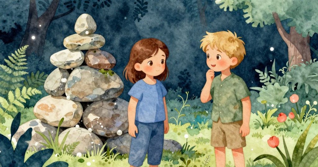 在成功維持六塊石塔平衡後，Fern與Joel默契互擁微笑，靜謐中透露著小小勝利的喜悅。