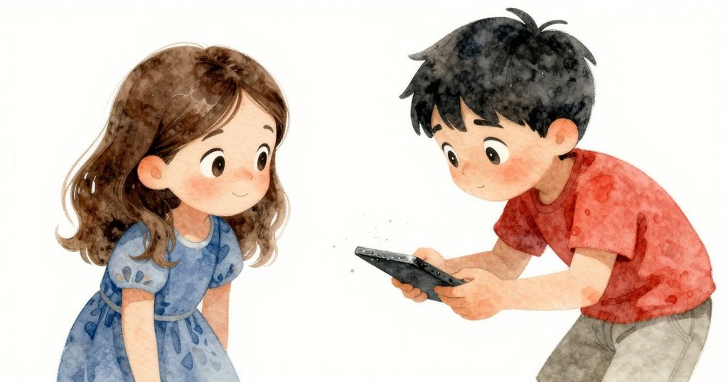 Ursa好奇觸摸帶油光的石板，Max在旁持木尺，背景中微風拂動塵埃，呈現神祕測量過程