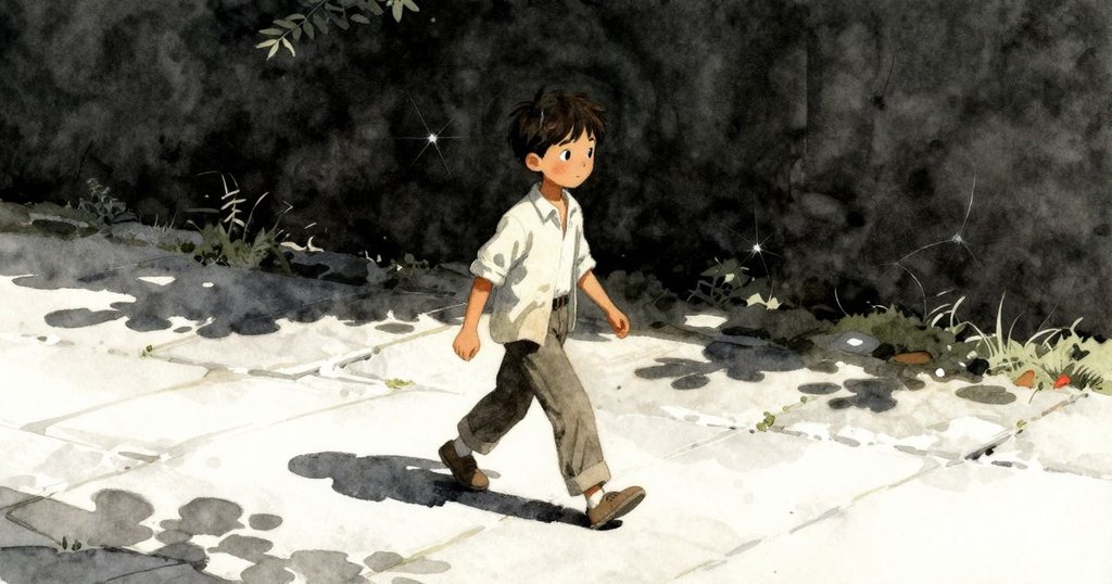 懷亞特走在陽光炙熱的石板路上,輕敲每塊石板,深邃光影下展現出時間流逝的寧靜韻律