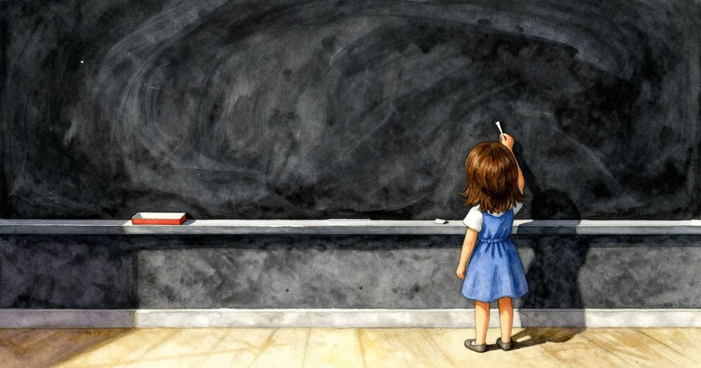 鈴聲響起時斯特拉穩固最後一釘，模型橋板完成，旁有空圖釘盒輕輕搖晃，學生陸續回歸走廊。