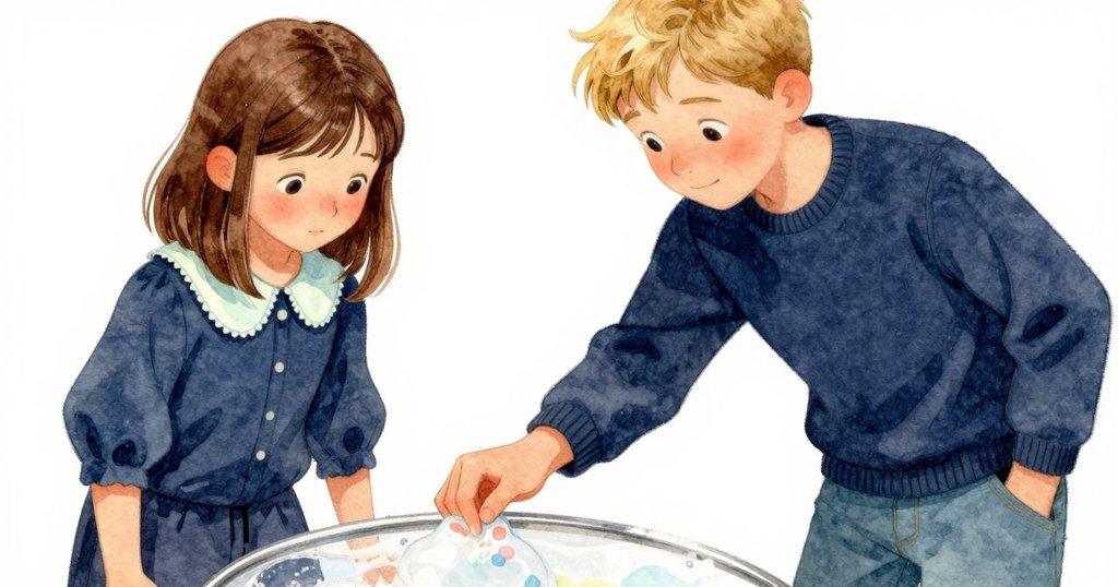 艾薇的手指細細觸摸著帶有鋼珠痕跡的衣架圈，肥皂水在上面呈現微光，她神情專注。