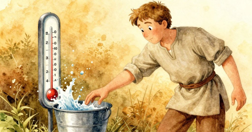 弗雷澤在搬起最後一個起司輪時不慎碰觸水桶，水花飛濺至溫度計上，瞬間動作充滿驚喜與意外