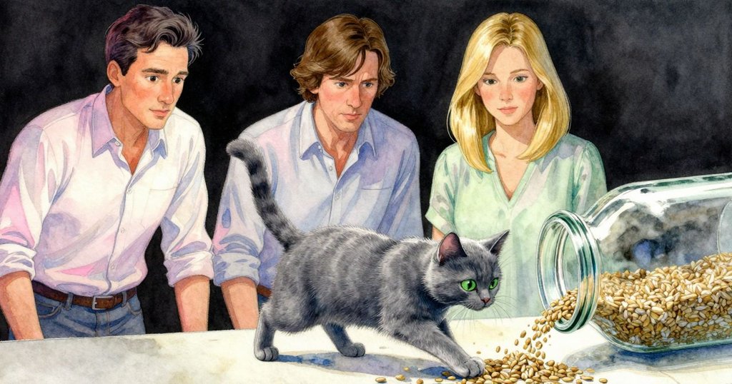 細緻的特寫鏡頭中，Keane的手操作著彎曲的玻璃瓶，粗糙的穀粒與柔細的玫瑰砂紛紛落下，彰顯了質感。