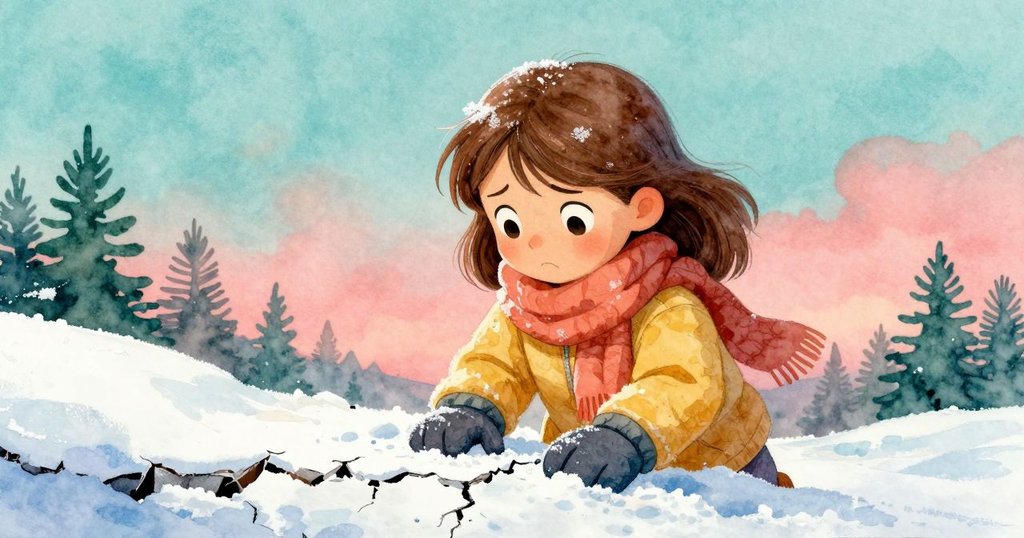 Reese神情嚴肅地注視雪燈裂痕，冰晶閃爍中流露出焦急與決心，場景充滿懸念與緊迫感。