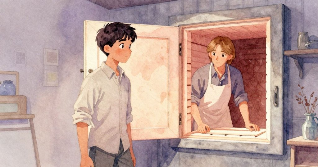 在窯房門口暖光灑入時，Drake與Niall暫停創作，感受溫差轉變，畫面充滿過渡與期待情緒。