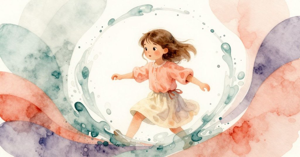 曙光迅速運筆描繪出彎曲噴水線條，水流呈現出迷幻幾何圖案，畫面充滿創造力和神秘感