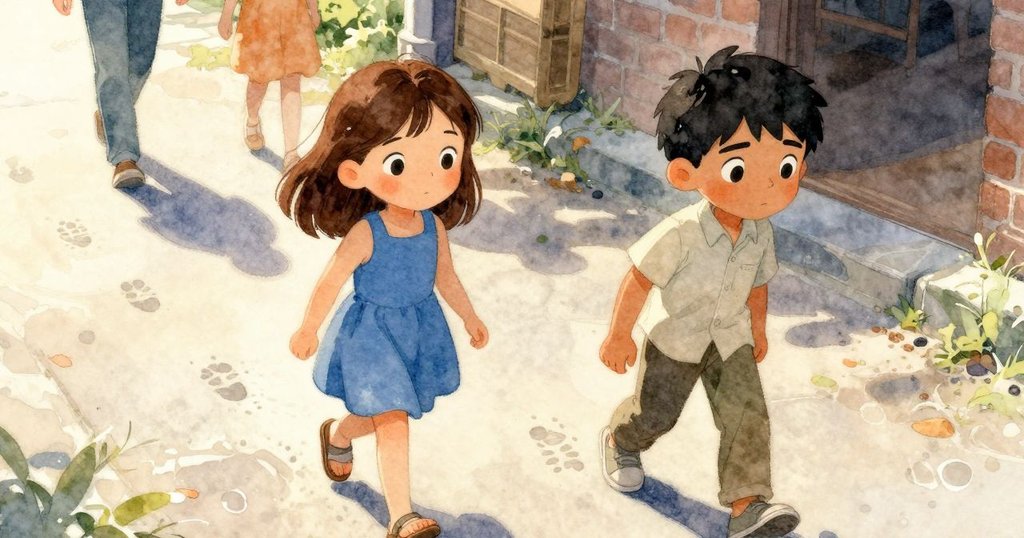 一名行人踏入庭院，不慎踩壞水坑上精緻紋路，扎拉與馬克斯目光交流，情感複雜。