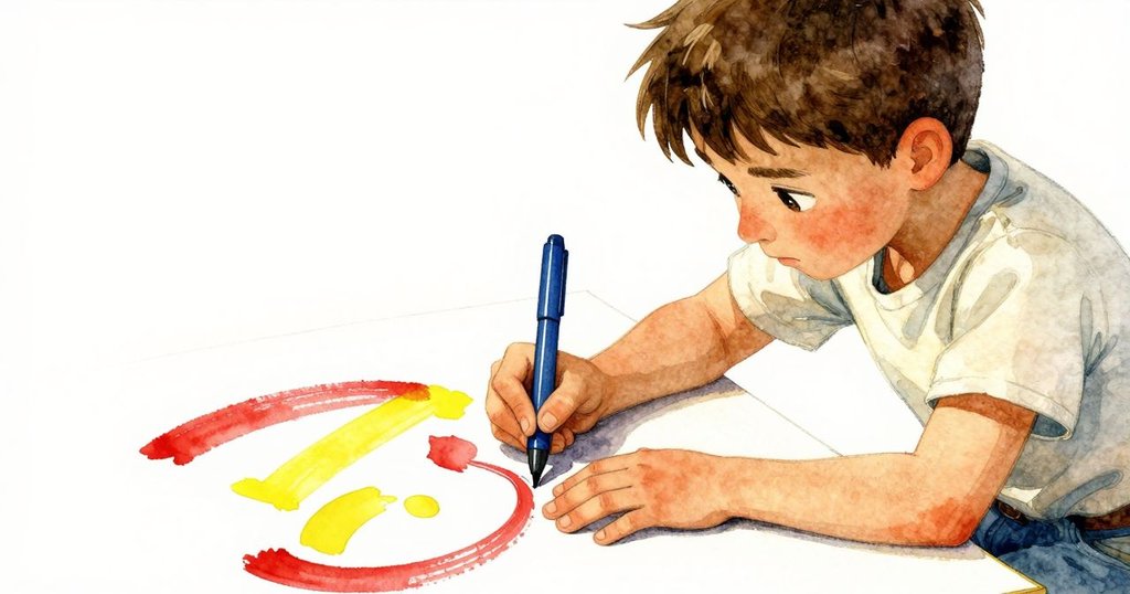 迪恩面帶滿足完成文件最後一筆簽名,溫暖聚光燈下手持新筆動作專注,畫面散發平靜解決後的情緒