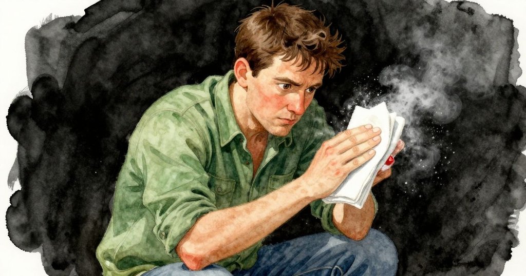 Drake特寫臉部, 正用手擦去粉塵並嗅牆上氣味, 表情專注, 戶外溫暖背景呈現細節