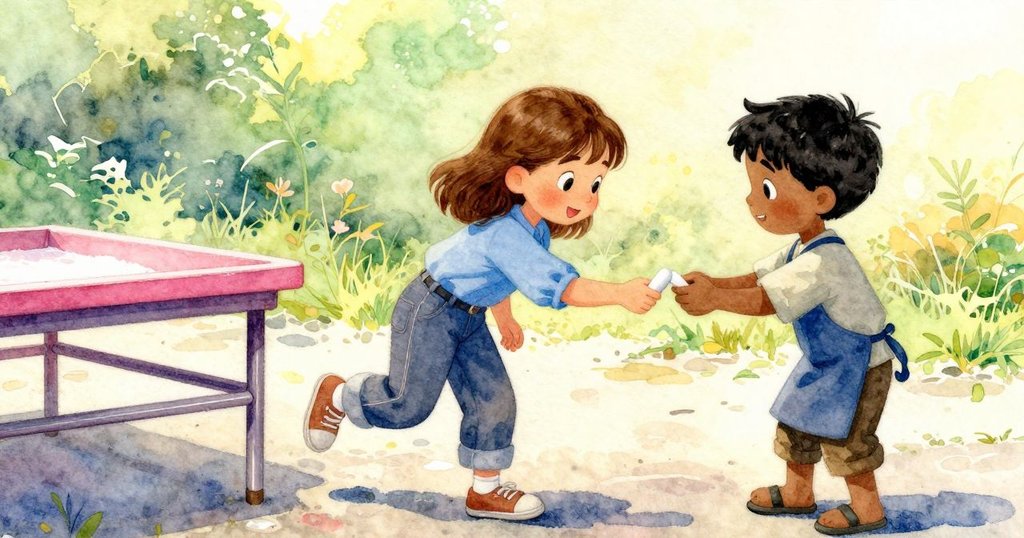 露西亞從奧斯卡手中接過粉塊,輕刷去殘餘,戶外牆上粉末緩緩下滑,動感明顯