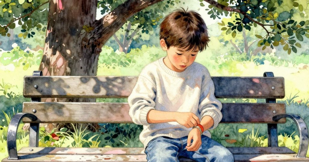 從低角度看見克萊德調整手鍊,展現出堅定專注的表情,背景中有橡樹和晨光,情節進一步展開。