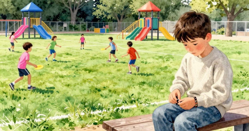 克萊德在長椅上製作手鍊,遠處運動玩家在草地上拋擲飛盤,場景寬廣,情節逐步推進。