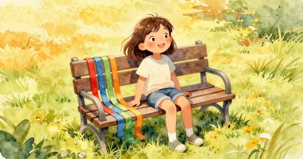 Joy在陽光普照的斜坡草地上量尺完成中的手鐲,充滿夏日溫暖色調,展現創作發展