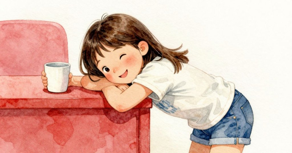 Joy前傾支撐扶手,手持珠杯調整線結張力,神情專注展現創作中面臨抉擇的瞬間